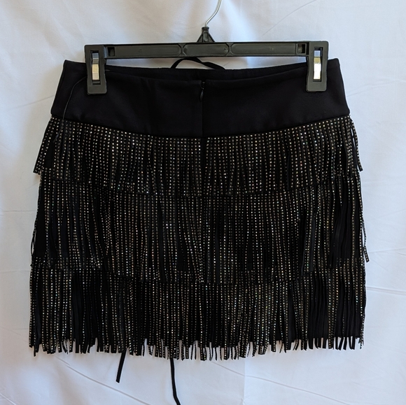 POSTER GIRL Black and Gold Fringe Mini Skirt - Picture 4 of 7